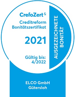 Bonitätssiegel CrefoZert 2021 der Firma ELCO